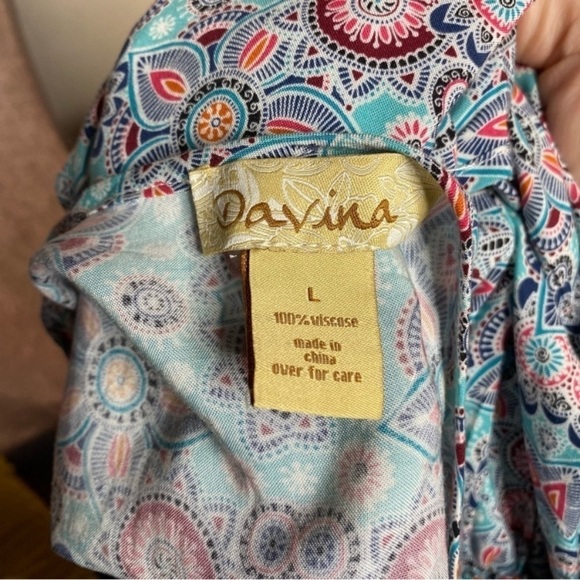 Davina Turquoise Patterned Dress - Size L - Picture 4 of 4